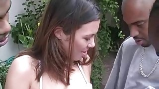 Messy Dark Brown Outdoor Interracial Group-Sex