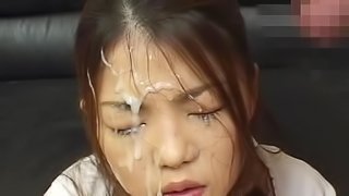 Asian schoolgirl is getting a giant facial