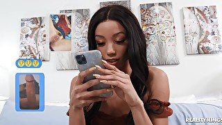 Skinny black vixen Alexis Tae gets big white dick pic