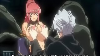 Busty hentai girl gets whipped and drilled by huge penis tentacles