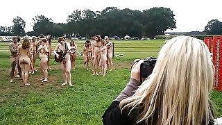 Naked at festival outdoor