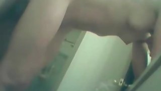 Wife bends over the bathroom counter for sex