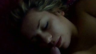 Hot and busty white girlfriend fed with dick in the morning