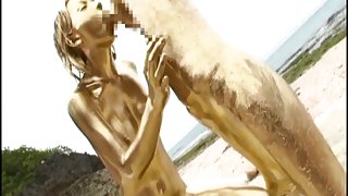 Japanese gold bodypaint sex