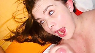 Sloppy teen slut blowjob in party