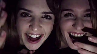 two girlfriends give a public double blowjob in POV movie - 720p amateurs