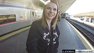 Young Russian Flattie Fucks In The Train With Stranger For Cash