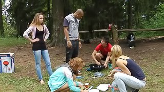 Interracial Foursome With Three Gorgeous Girls And A Black Cock