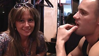 Alluring blonde chick July loves dirty talks with strangers at the cafe