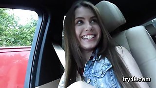 Lovable sweetie give suck job in pov and gets tight vagina p