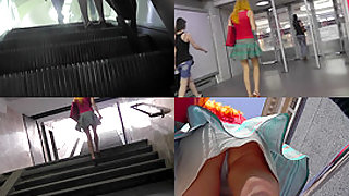 Upskirt vid of redhead girl's beautiful skinny ass