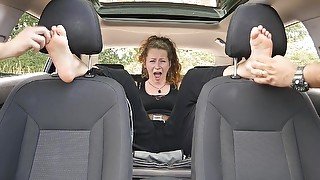 Car Tickling Session with Kinky MILF