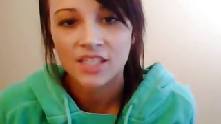 Cute girl flashes her small tits and shaved pussy on cam