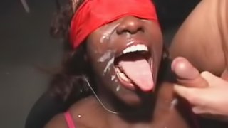 Busty black amateur teen home bukkake