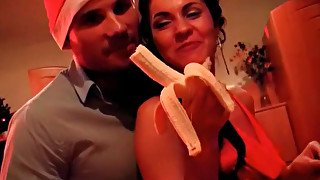 Wondrous voracious and hot brunettes get analfucked on New Year's Eve