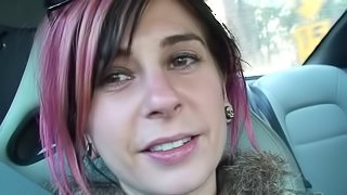 Joanna Angel takes a piss outdoors while walking around