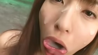 Young japanese sucking and swallowing