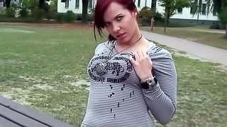 Girl playing with her pussy in public