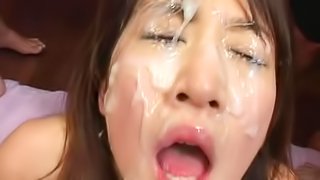 Japanese babe getting filled with jizz