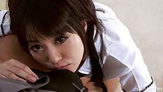 Doll face babe Kotomi is giving a head