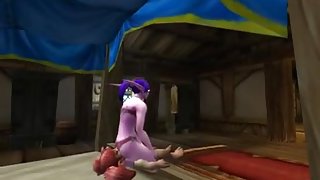 Female night elf smothers small girl with her ass