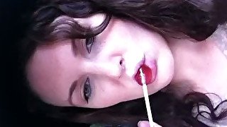 British girlfriend teasing with lollipop