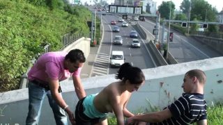 Teenage girl PUBLIC gangbang