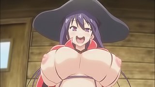 Busty hentai witch rides