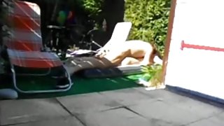 Mature couple makes a sextape in their garden