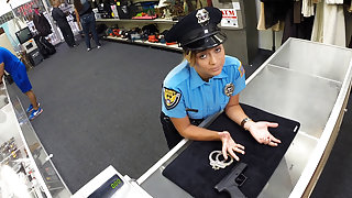 Slutty and brunette latina police woman gets her pussy fucked