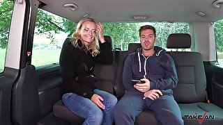 Lustful blonde from the street Amy gives a blowjob and gets fucked in the van