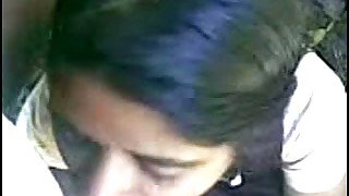 Dark haired ugly a bit plump amateur Indian blowlerina sucks dick outdoors