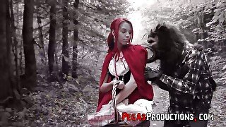 The red riding hood Brind Love gets banged by woodcutter outdoors