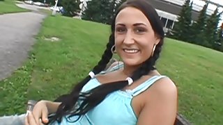 Outdoor blowjob with chick