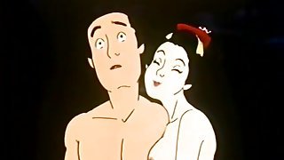 Nude hentai couple in a sexy cartoon