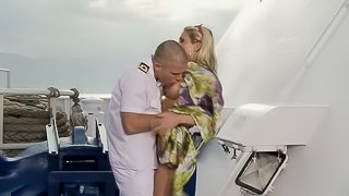 Superb Laura Crystal gets fucked on a ship deck by a sailor