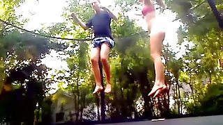 immature GF and I fuck on a trampoline