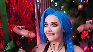 League of Legends JINX cosplay in a kinky Xmas Video