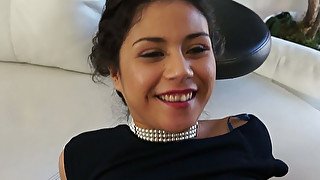 Raven haired sweet bitch Penelope Reed got her hairy kitty banged with hard big sausage tough