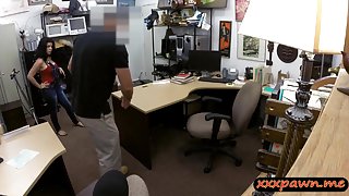 Crazy latina bitch dicked down in the pawnshop to earn cash