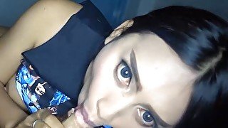 Bareback handjob with a very pretty faced cute ladyboy