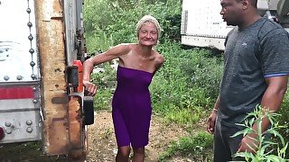 Outdoor interracial with granny