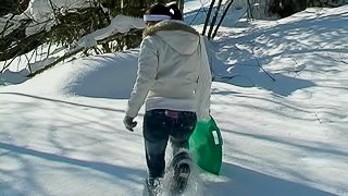 Extra-ordinary outdoors scene in snowy grounds along impatient teen girl