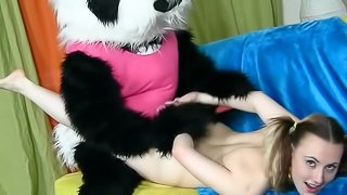 Kinky girl gets her man to dress up and then to fuck her