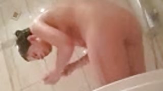 teen in shower