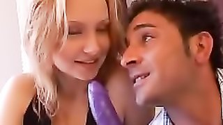 Beautiful blonde gives a solid deepthroat and cums as her reward