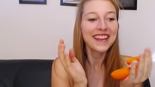 Ginger ninfo needs a big dildo and she started destroying her pussy with it.