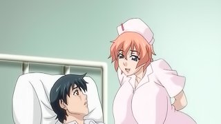 Busty hentai nurse sucks and rides cock in anime video