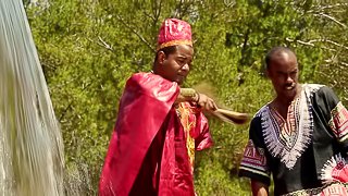 Shamans get a proper greeting from a couple of curvy ebonies