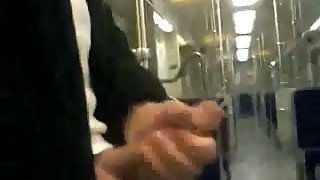 Wanker pulls out his massive cock in tube and starts jerking off